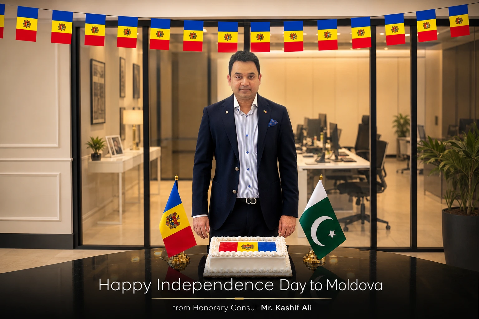 Hon. Consul Kashif Ali Extends Warm Wishes to Moldova on Its Independence Day